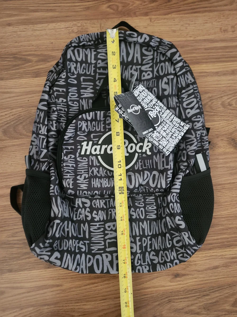 Hard Rock Cafe Black & Gray Graphic Men's Backpack